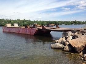 Commercial Boats 60’ X 16’ X 6’ Steel Deck Barge With Ramps. Spud Wells And Spuds