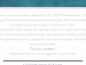 2009 Custom Lobster 62 for sale